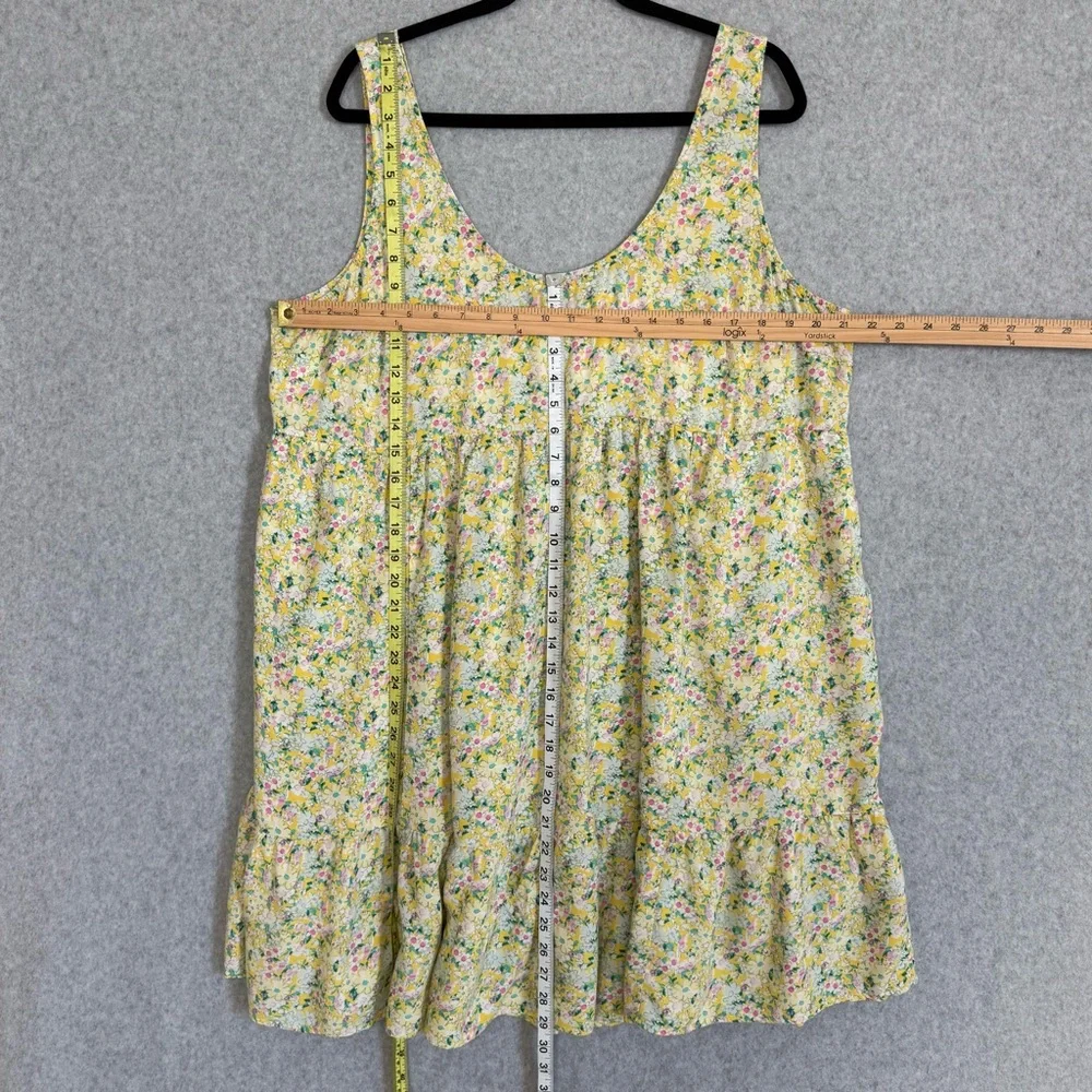 Torrid Yellow Floral Dress Womens 1 1X 14-16 Mini Challis Tiered Sleeveless Tank - Picture 12 of 14